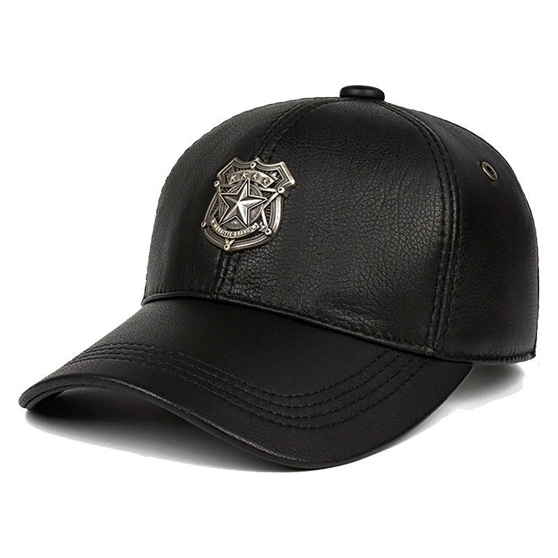 Men’s Warm Sheepskin Leather Hat – Windproof Dome Cap