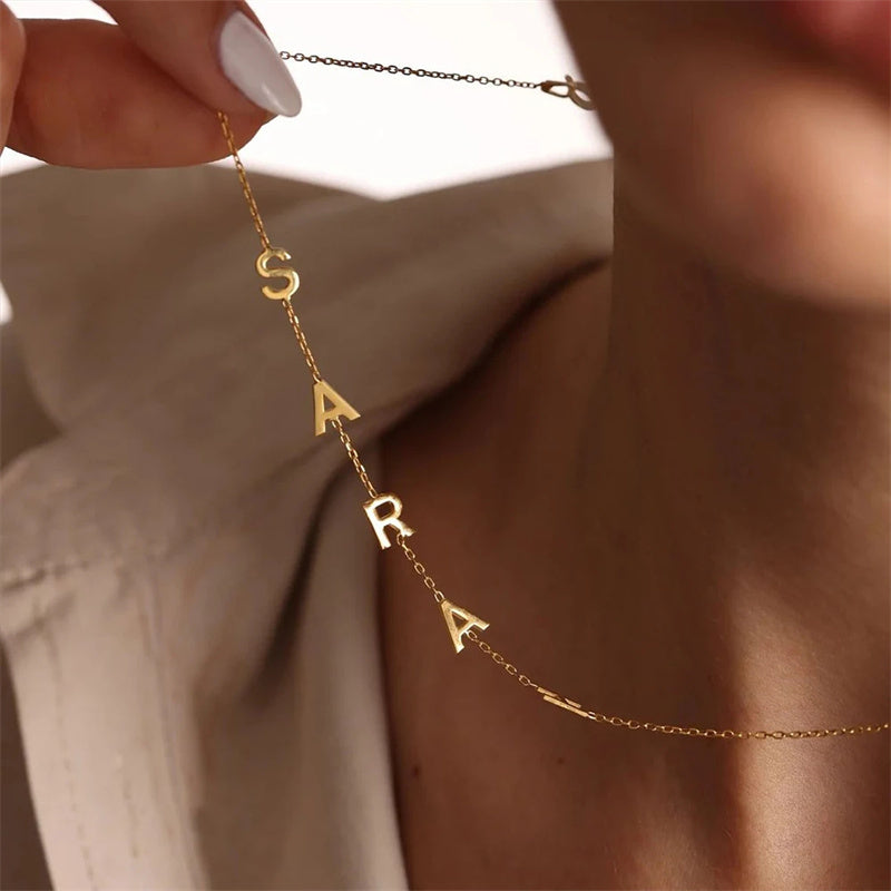 Minimalist Sideways Initial Name Custom Necklace Perfect Gift For Mom