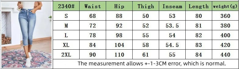 Women’s High Waist Ripped Denim Shorts | Knee-Length Stretch Fit Chart