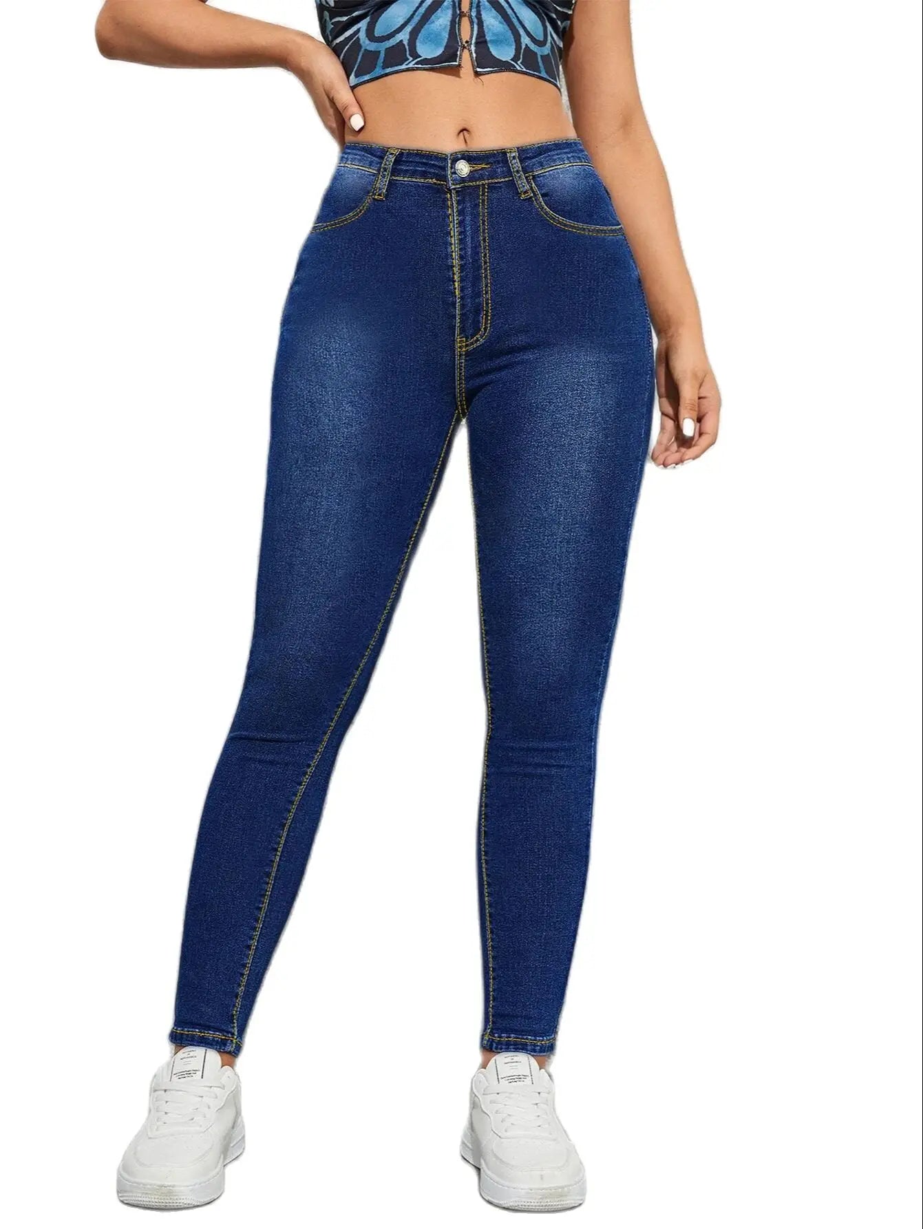Women's Fall High Waist Skinny Jeans - Fashion Stretch Denim Pants