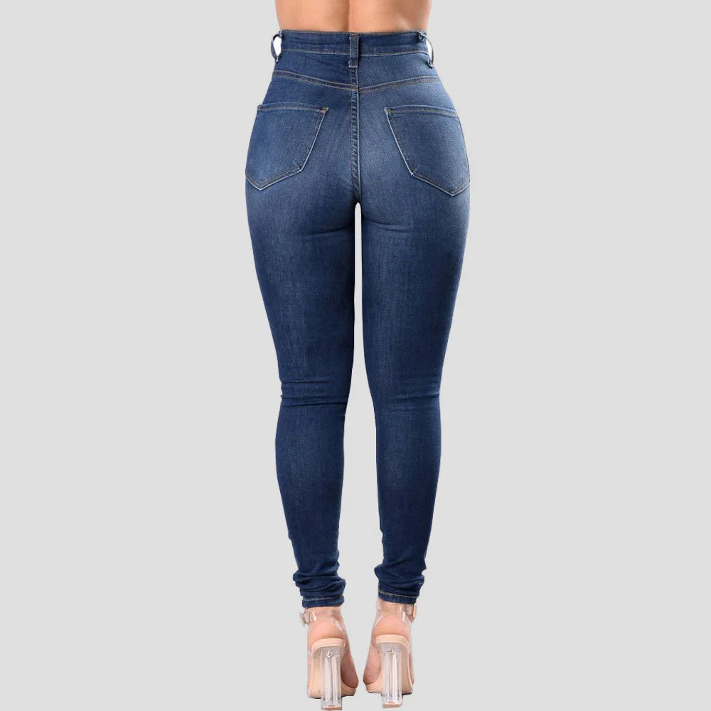 High Waist Ripped Skinny Jeans for Women – S-3XL Casual Denim