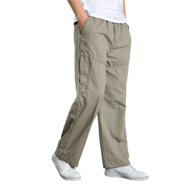 Men's Cargo Pants: Cotton Black, Large Size Joggers for All Seasons