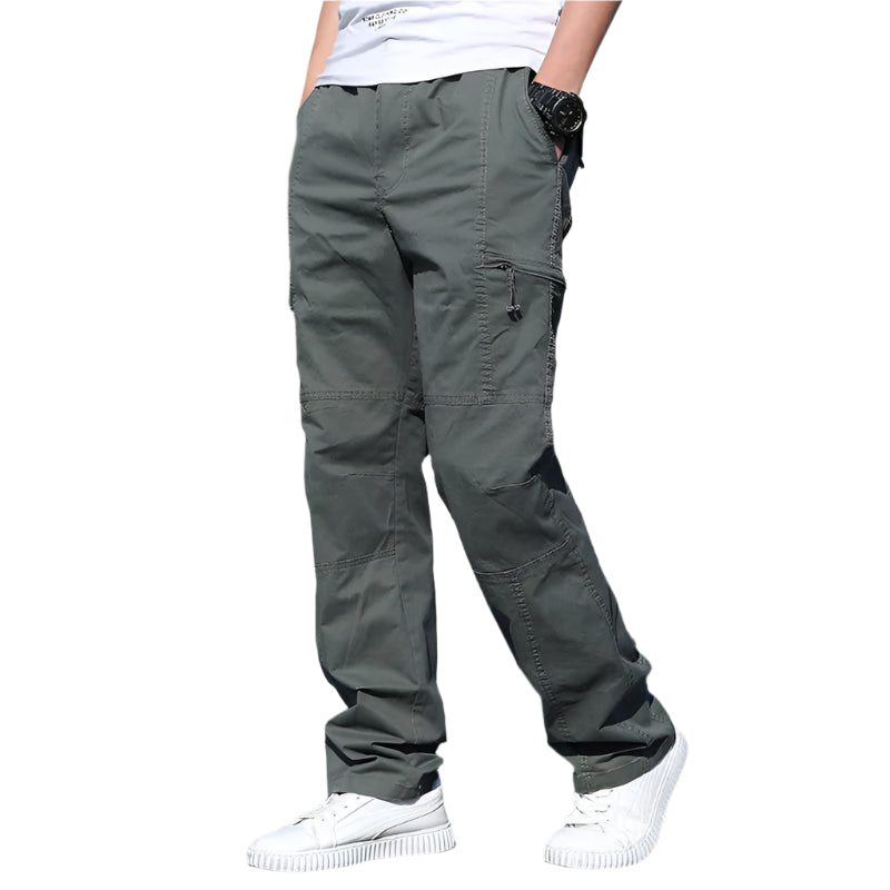 Men's Cargo Pants: Cotton Black, Large Size Joggers for All Seasons