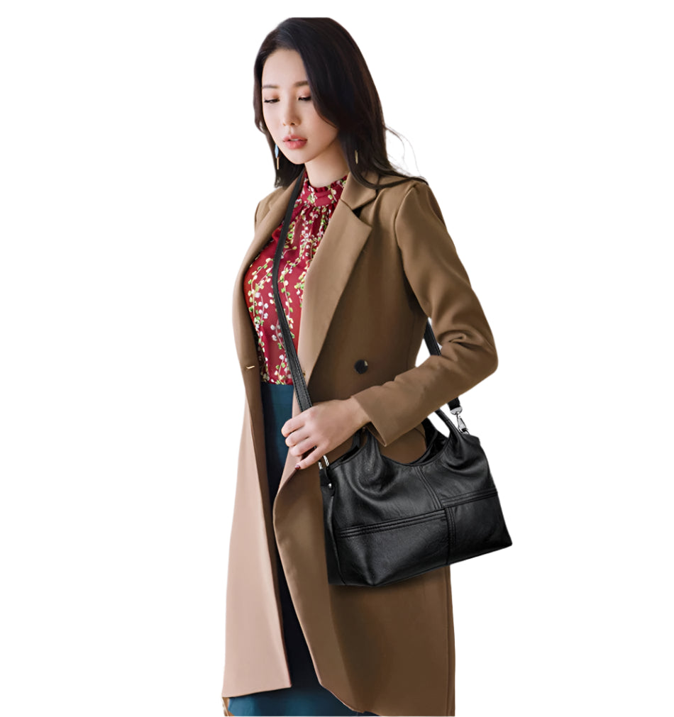 Genuine Brand Soft Leather Small Crossbody Tote – Casual Designer Shoulder Bag