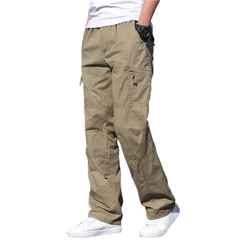 Men's Cargo Pants: Cotton Black, Large Size Joggers for All Seasons