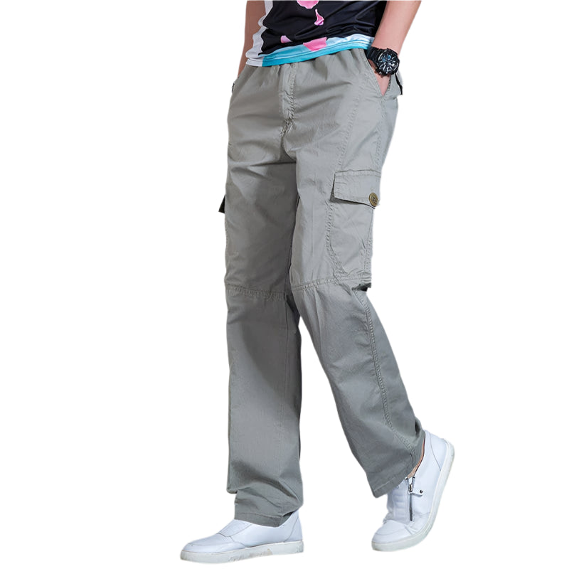 Men's Cargo Pants: Cotton Black, Large Size Joggers for All Seasons