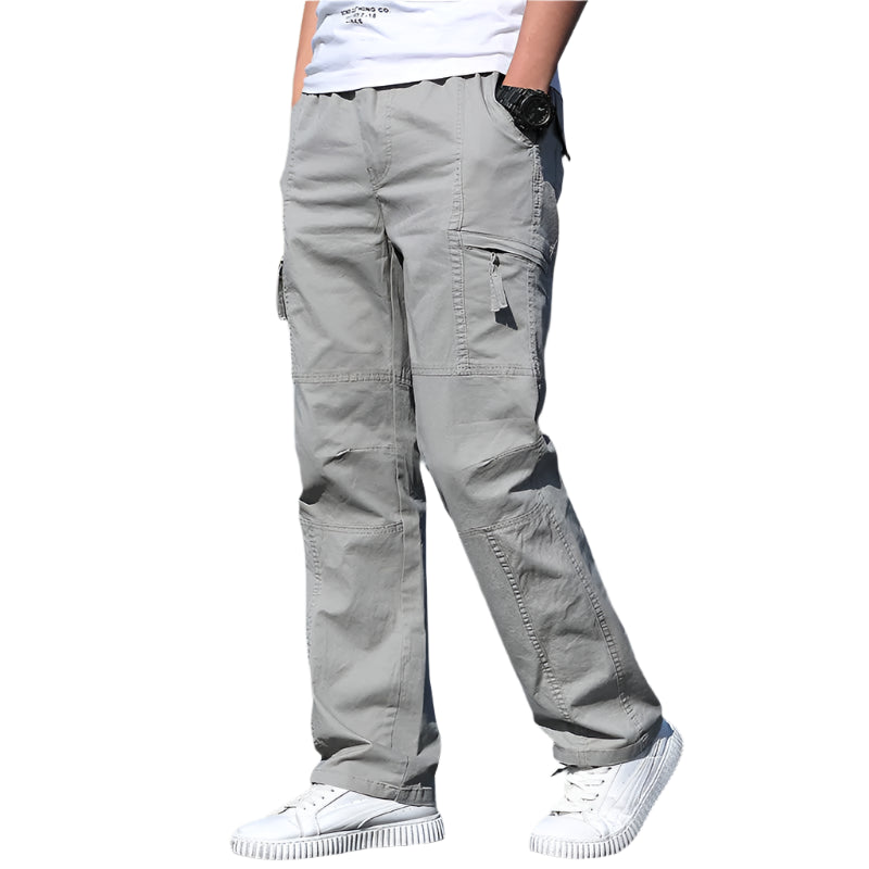 Men's Cargo Pants: Cotton Black, Large Size Joggers for All Seasons