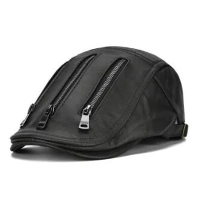 Men’s Adjustable Leather Beret – Stylish Winter Outdoor Headdress