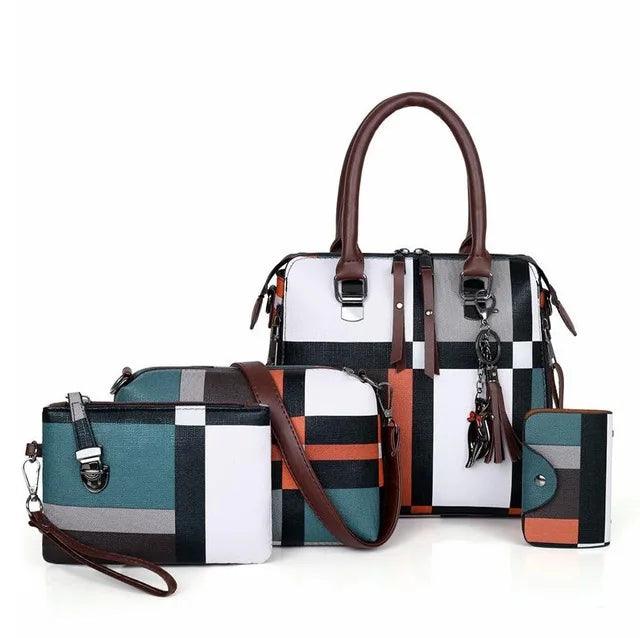 4-Piece Plaid Women’s Fashion Tote Set | Fashion Tote Luxury Handbags