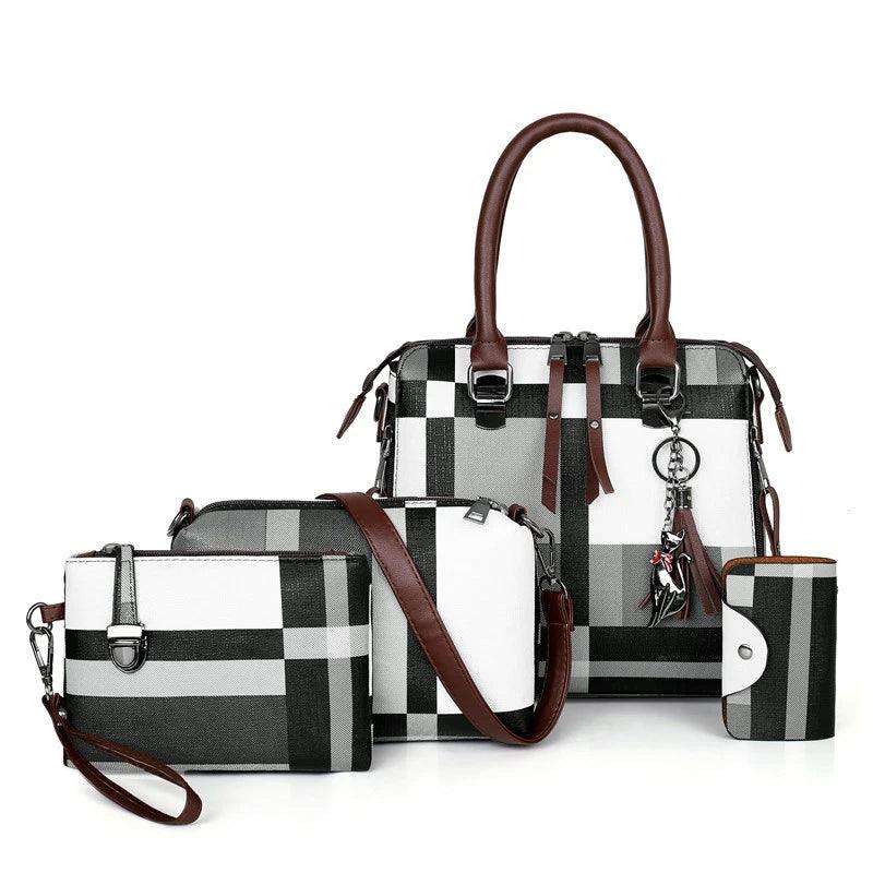 4-Piece Plaid Women’s Fashion Tote Set | Fashion Tote Luxury Handbags