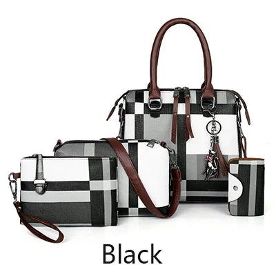 4-Piece Plaid Women’s Fashion Tote Set | Fashion Tote Luxury Handbags