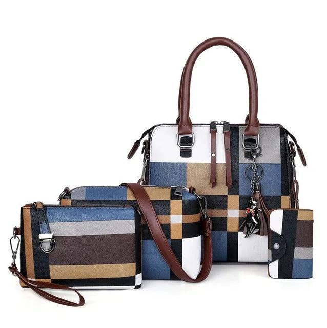 4-Piece Plaid Women’s Fashion Tote Set | Fashion Tote Luxury Handbags