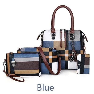4-Piece Plaid Women’s Fashion Tote Set | Fashion Tote Luxury Handbags