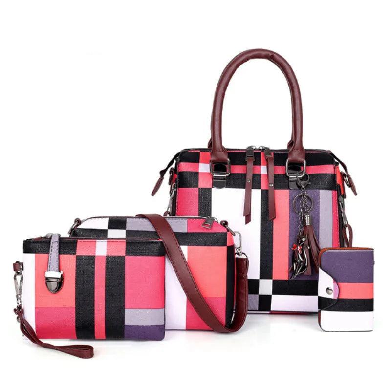 4-Piece Plaid Women’s Fashion Tote Set | Fashion Tote Luxury Handbags