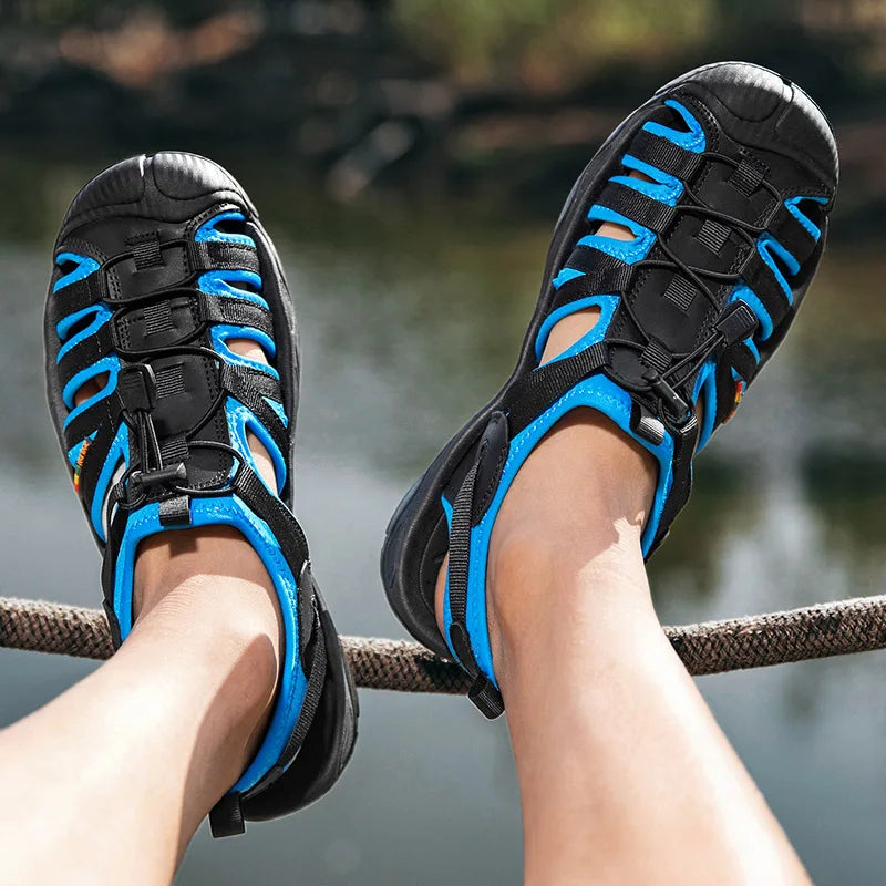 Genuine Leather Men’s Sandals – Summer Soft Outdoor Beach Shoes