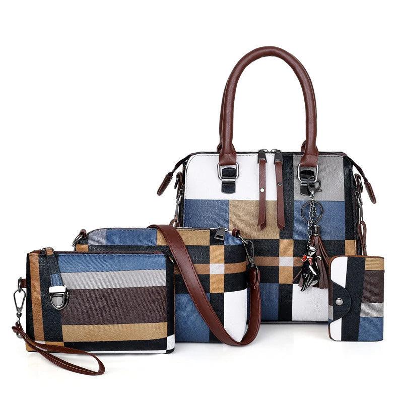 4-Piece Plaid Women’s Fashion Tote Set | Fashion Tote Luxury Handbags