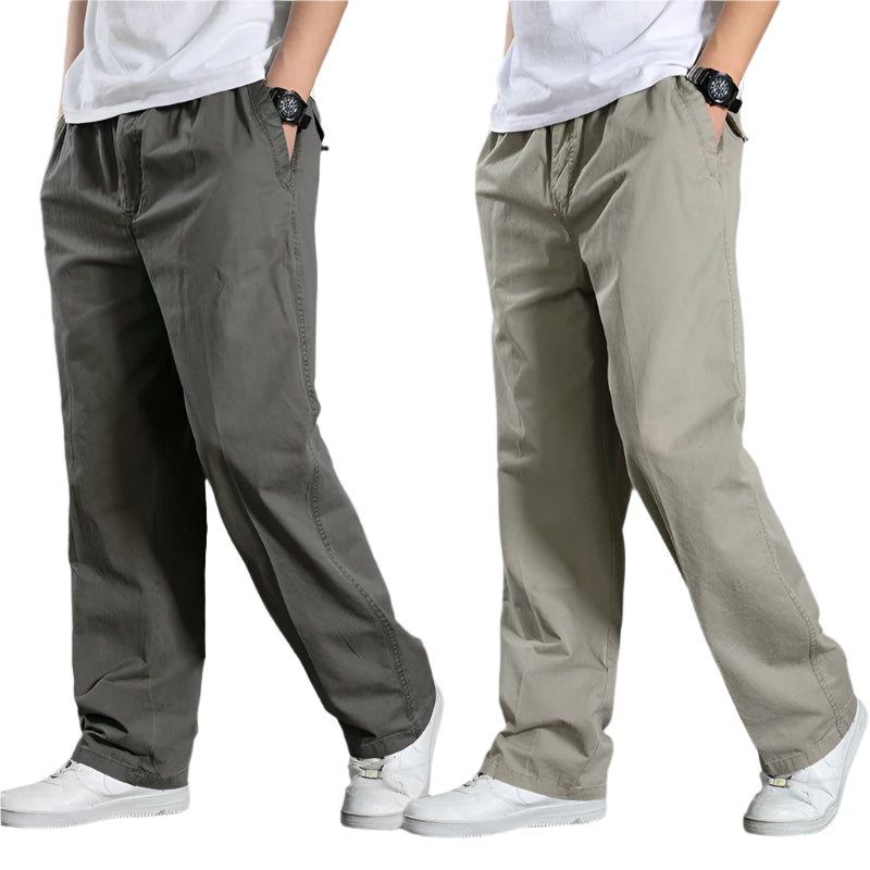Men's Cargo Pants: Cotton Black, Large Size Joggers for All Seasons
