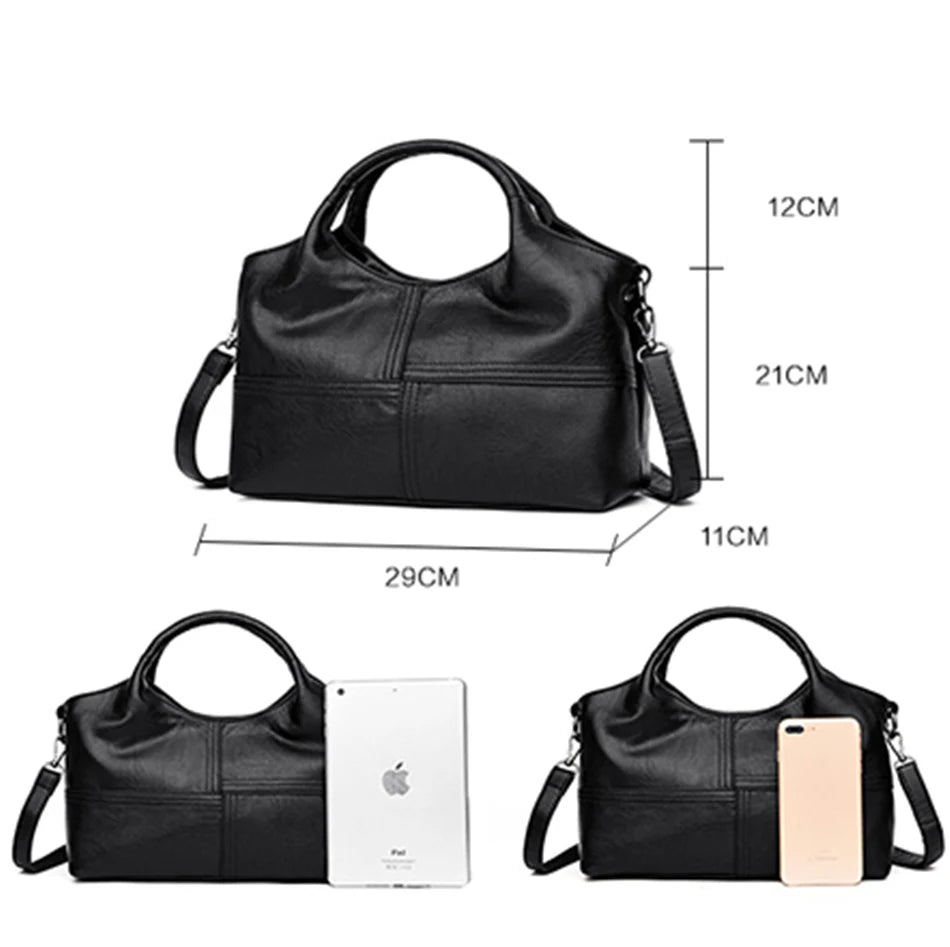 Genuine Brand Soft Leather Small Crossbody Tote – Casual Designer Shoulder Bag