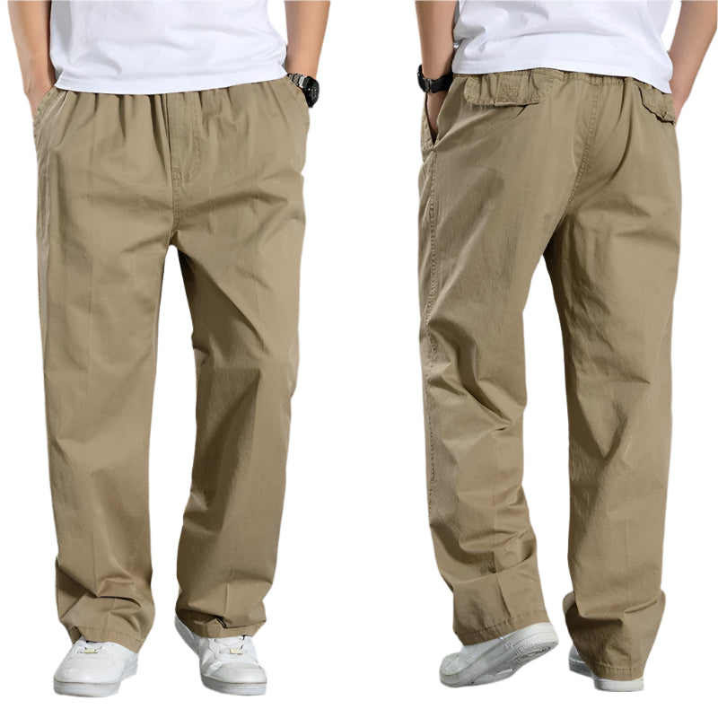 Men's Cargo Pants: Cotton Black, Large Size Joggers for All Seasons