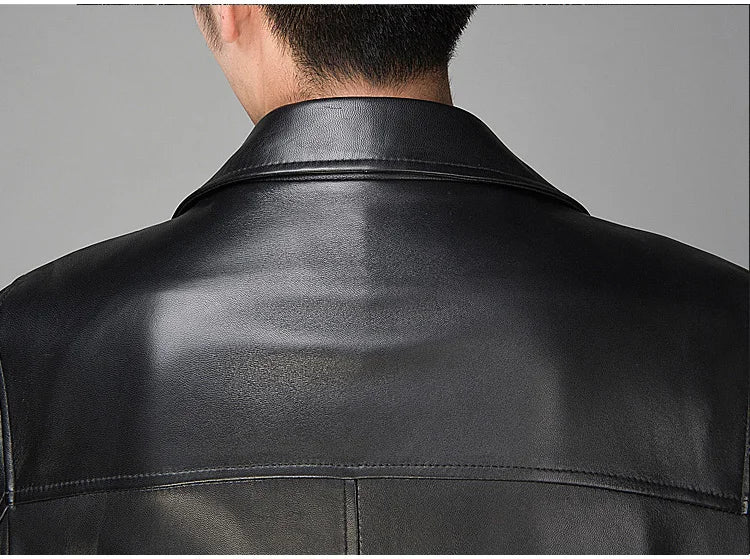 Long Black Faux Leather Trench Coat – British-Inspired Autumn Outerwear