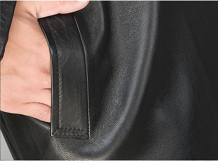 Long Black Faux Leather Trench Coat – British-Inspired Autumn Outerwear