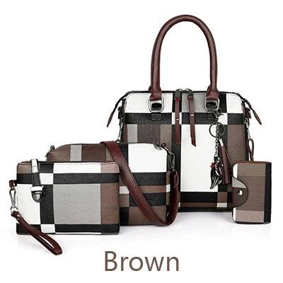 4-Piece Plaid Women’s Fashion Tote Set | Fashion Tote Luxury Handbags