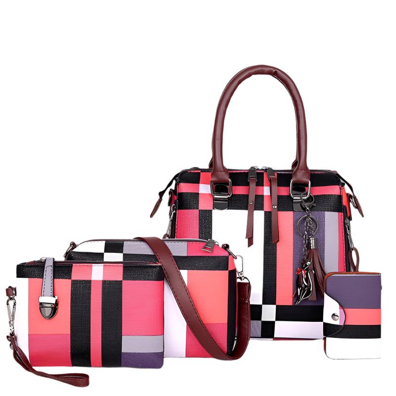4-Piece Plaid Women’s Fashion Tote Set | Fashion Tote Luxury Handbags