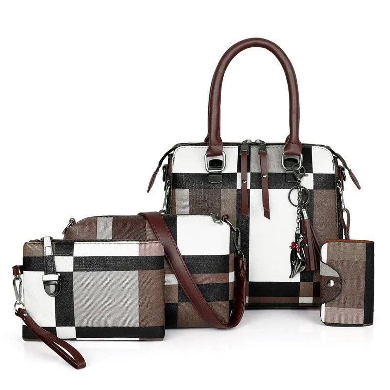4-Piece Plaid Women’s Fashion Tote Set | Fashion Tote Luxury Handbags