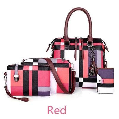 4-Piece Plaid Women’s Fashion Tote Set | Fashion Tote Luxury Handbags