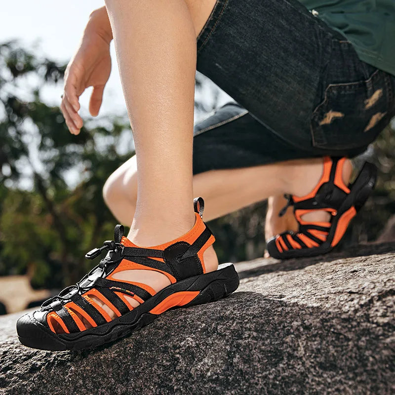 Genuine Leather Men’s Sandals – Summer Soft Outdoor Beach Shoes