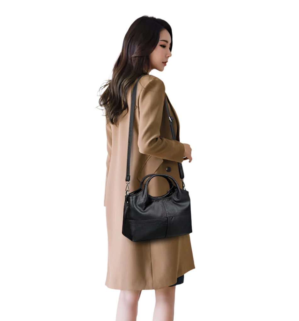 Genuine Brand Soft Leather Small Crossbody Tote – Casual Designer Shoulder Bag