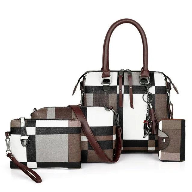 4-Piece Plaid Women’s Fashion Tote Set | Fashion Tote Luxury Handbags