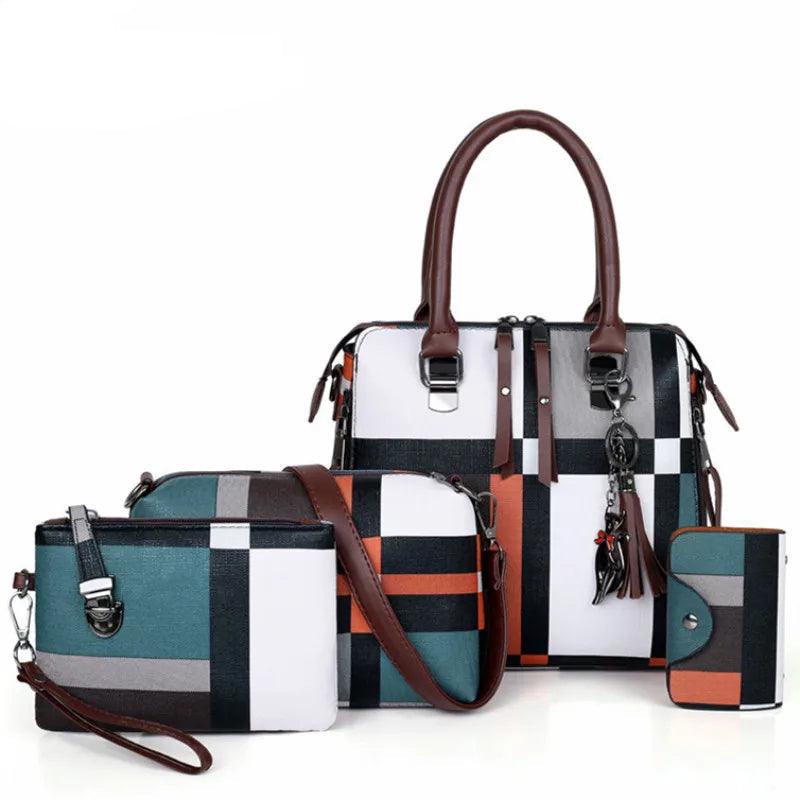 4-Piece Plaid Women’s Fashion Tote Set | Fashion Tote Luxury Handbags