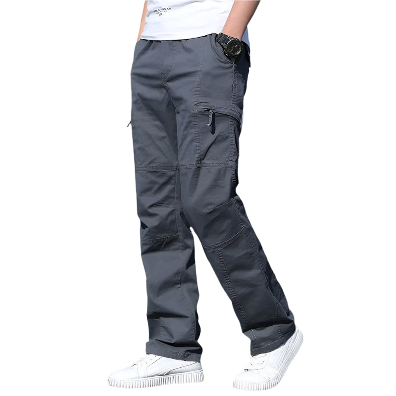 Men's Cargo Pants: Cotton Black, Large Size Joggers for All Seasons