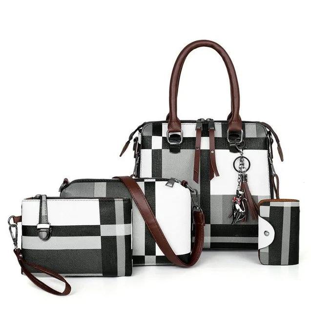 4-Piece Plaid Women’s Fashion Tote Set | Fashion Tote Luxury Handbags