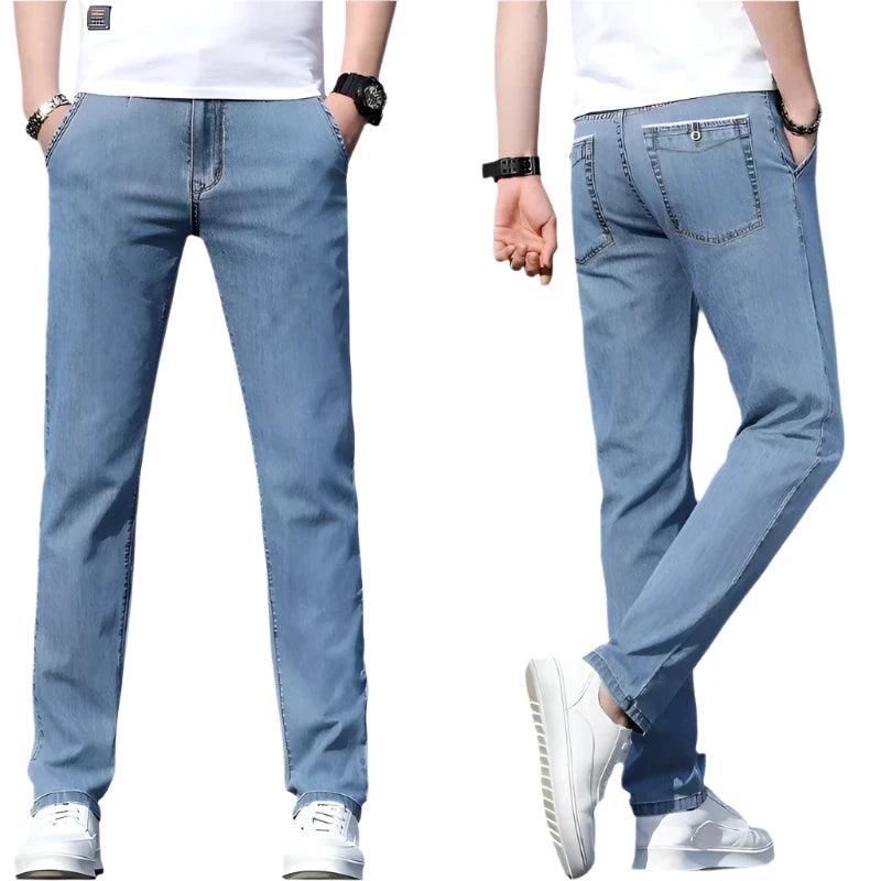 Summer Men's Loose Stretch Gray Jeans – Smart Casual Denim for Everyday Comfort - JVMCL