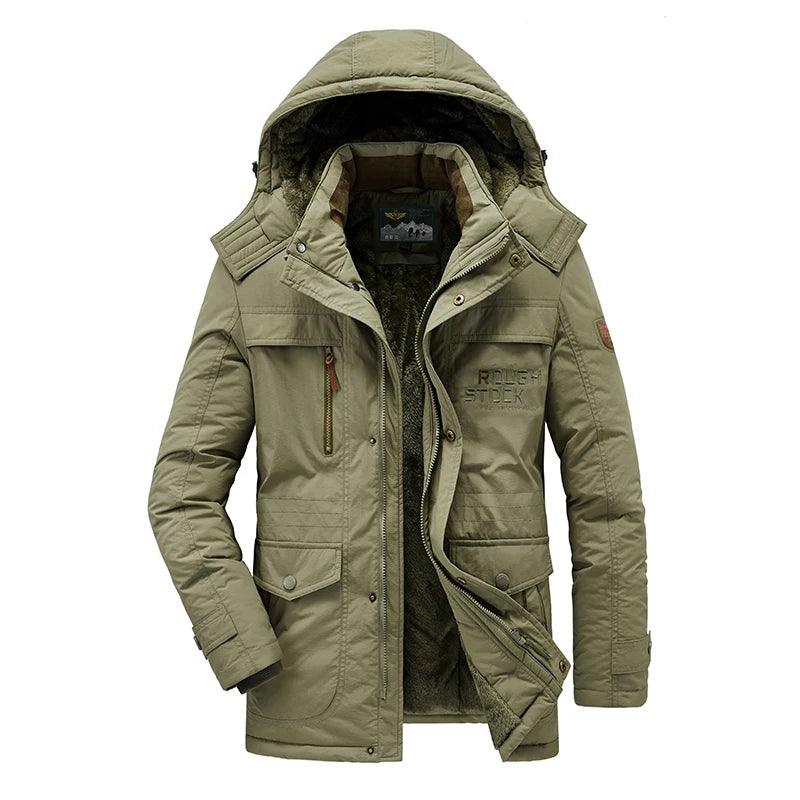 Military Style Winter Men's Military Parka - Thick Fleece Warm Windproof Jacket - JVMCL