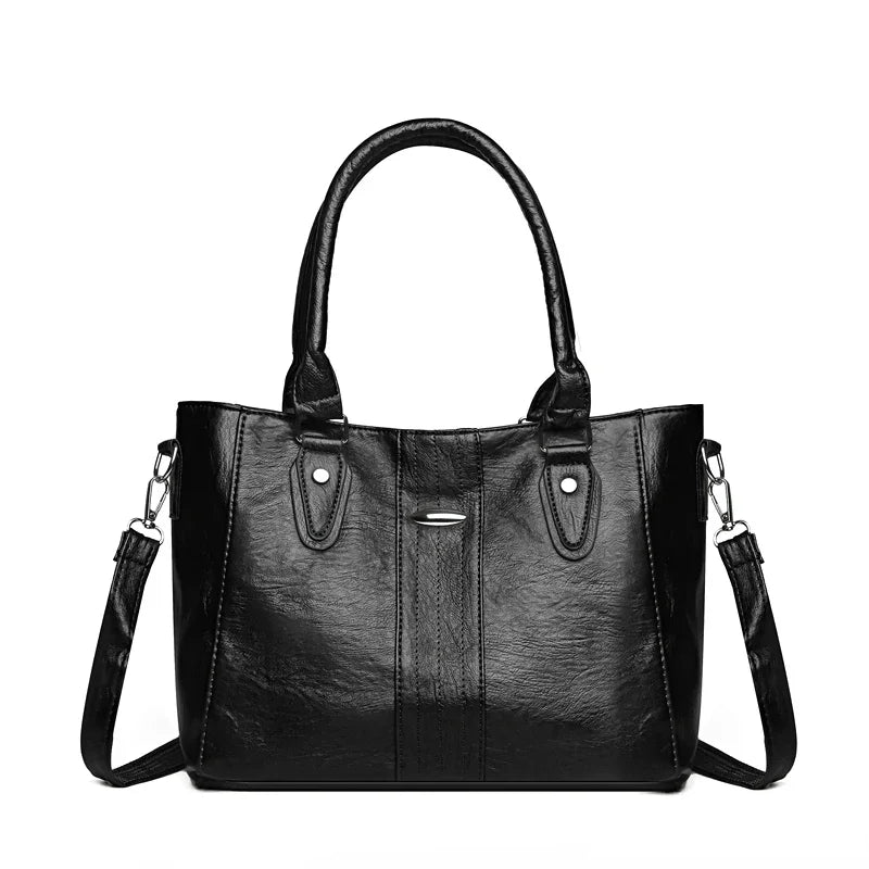 Vintage Soft Leather Handbag – Large Capacity Designer Shoulder Tote for Women
