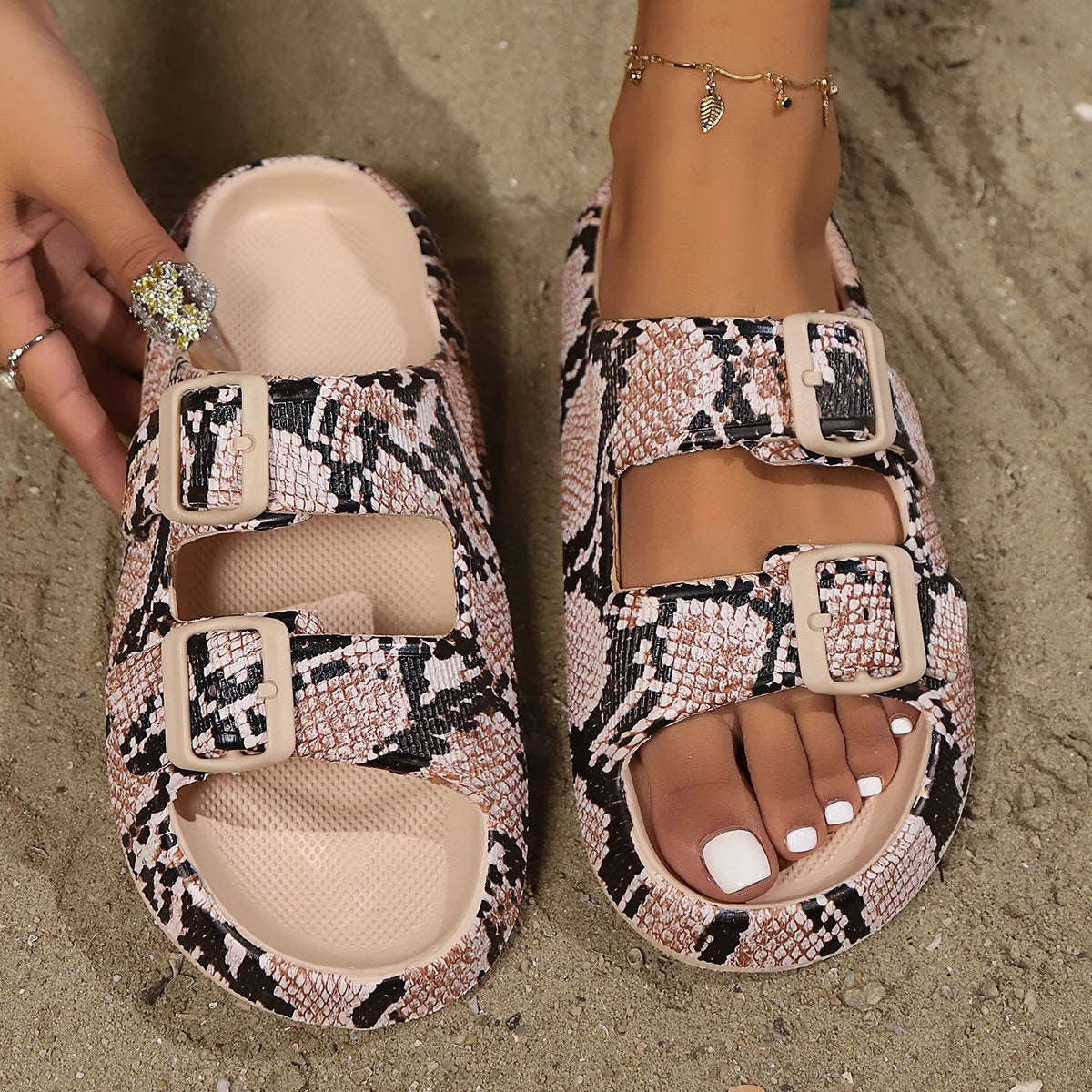 Travel Platform Slippers - Comfortable Soft EVA Adjustable Beach Shoes