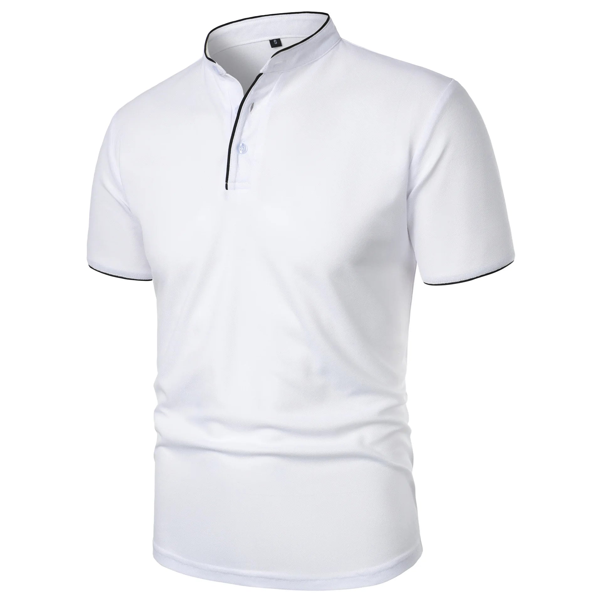 Men’s Solid Color Stand Collar T-Shirt – Slim Fit Lightweight Tee