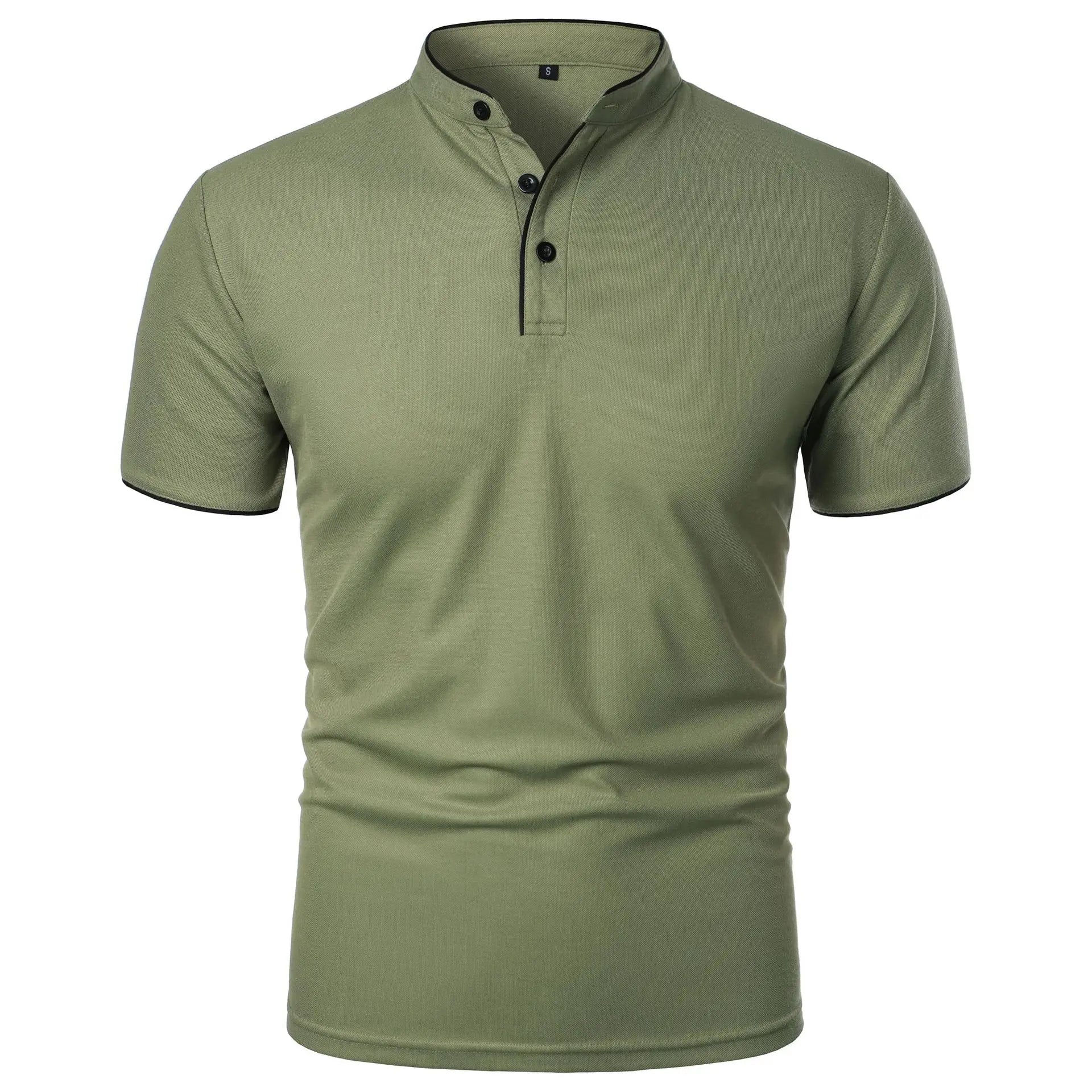 Men’s Solid Color Stand Collar T-Shirt – Slim Fit Lightweight Tee