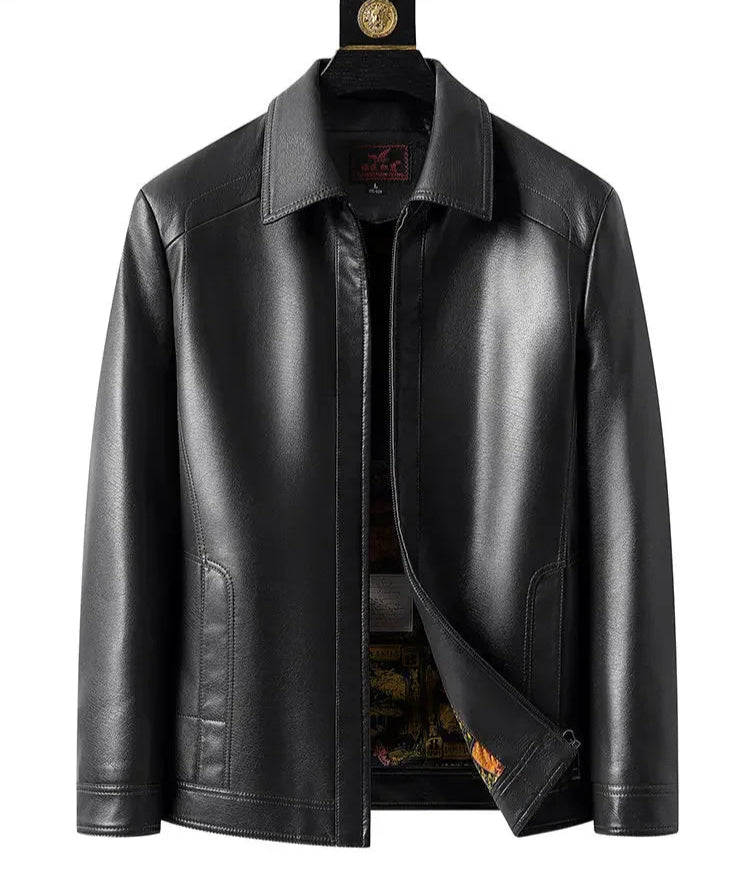 Autumn Winter Unisex Leather Jacket: Large Size PU with Plush Lining