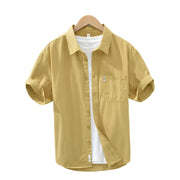 Men’s 100% Cotton Short Sleeve Shirt – Summer Lightweight Office Top