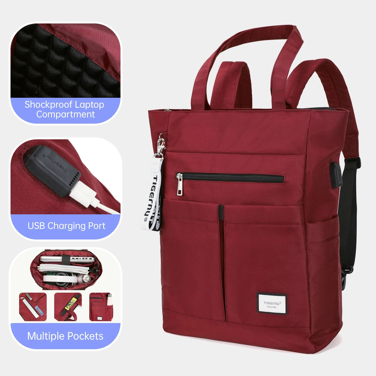 Tigernu Tote Backpack: New Multiway Laptop Bag for Women/Girls