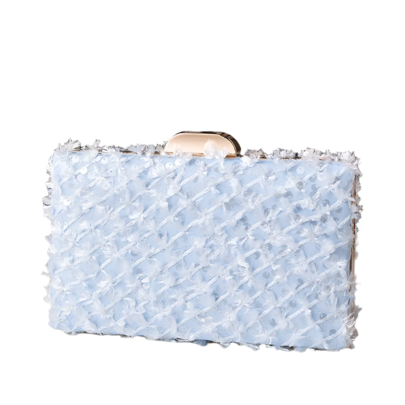 Sequin Women's Shoulder Bag - Blue Elegant Designer Wedding Clutch