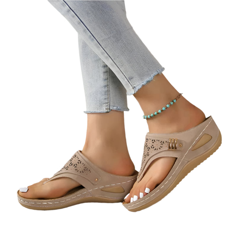 Women’s Orthopedic Clip Toe Wedge Sandals – Soft Arch Support Flip Flops