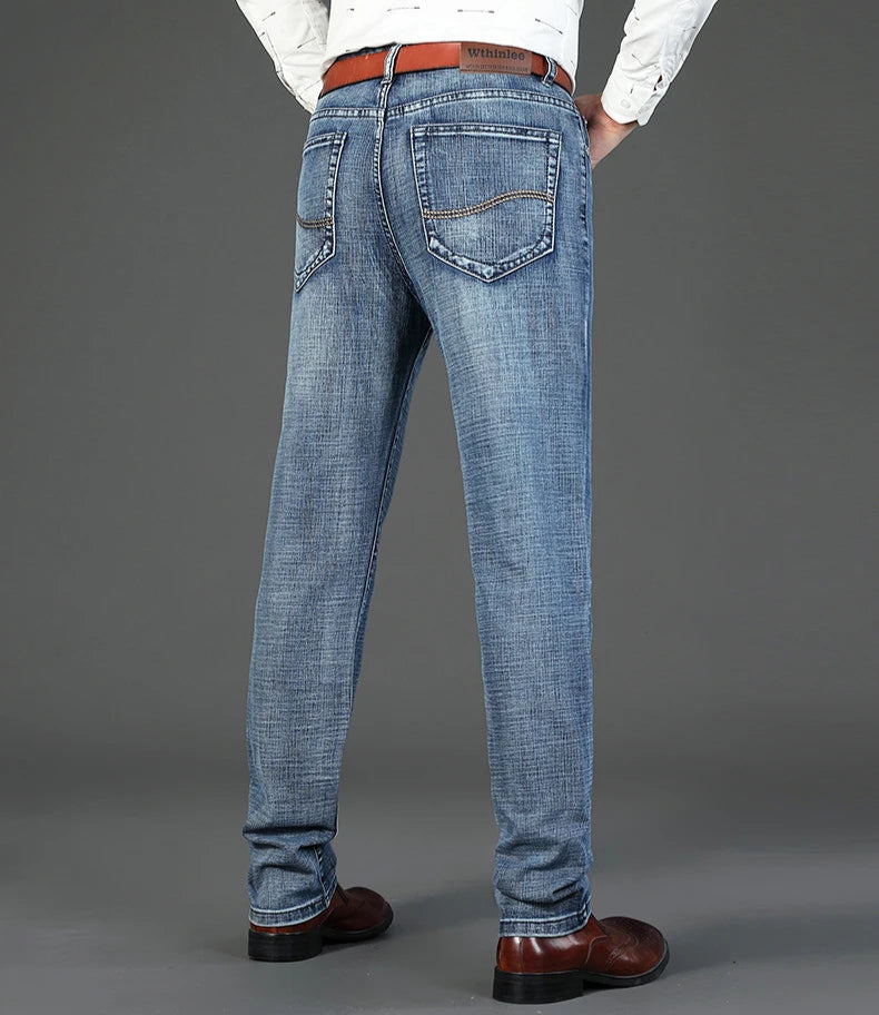 Men's Business Casual Jeans: Slim Straight Stretch Denim