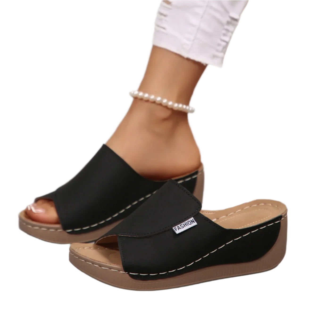 Women's Summer Wedge Slippers - Open Toe Breathable Buckle Sandals
