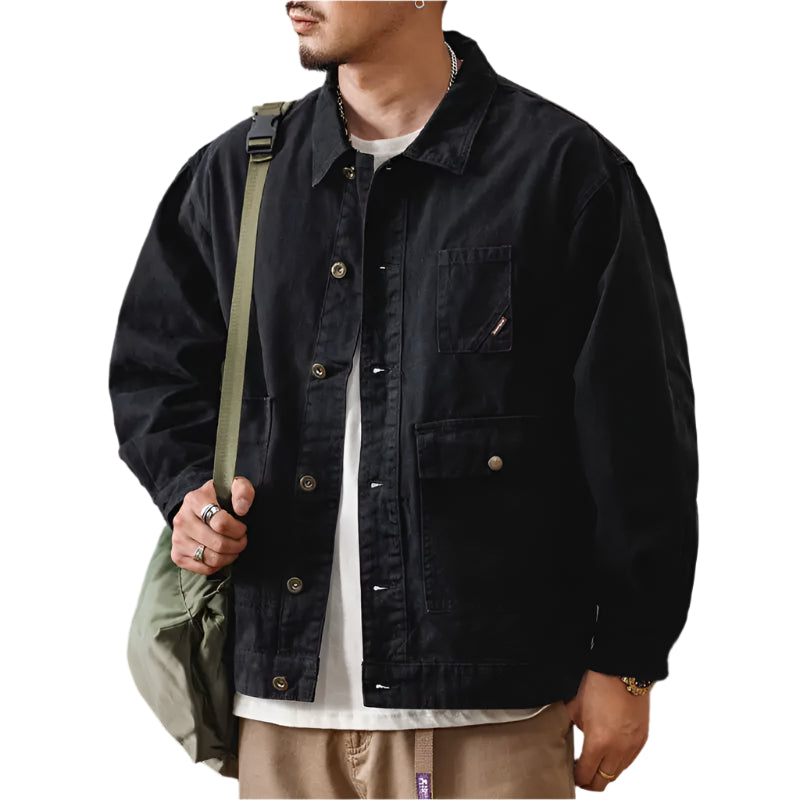 Men's Vintage Cowboy Jacket: Stylish Workwear Coat, Multi-Pocket