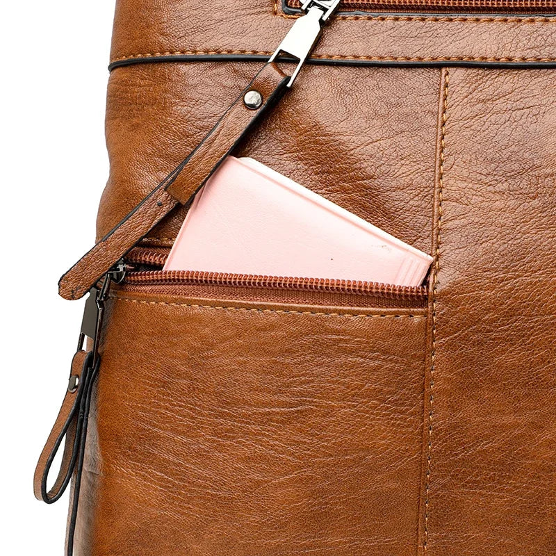 Elegant Women's Leather Handbag – Large Casual Tote & Crossbody Bag